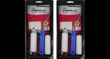 Benson Lakroller/schuimroller schilderset - 3x stuks - B10 cm - met verfbak en beugel - Schilderset