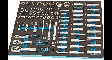 HBM 81 Delige Doppenset met Ratels Foam inlay voor Gereedschapswagen