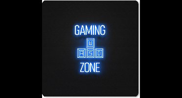 Muismat XXL 40x40 cm - Bureau onderlegger - Bureau mat Gaming - Tekst - Gaming zone - Neon - Blauw - Bureaumat - Gaming mousepad xl - Bureaulegger groot - Computer deskmat - Geschikt voor Gaming Muis en Gaming PC set-up