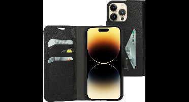 Mobiparts hoesje geschikt voor Apple iPhone 14 Pro Max - Wallet/Boekhoesje - Eco Leer - Magneet Sluiting - Opberg vakken - Zwart