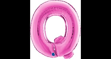Folieballon 100cm letter Q - fuchsia roze