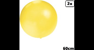 2x Mega Ballon 60 cm geel - Super Ballon carnaval festival feest party verjaardag landen helium lucht thema