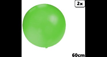 2x Mega Ballon 60 cm groen - Super Ballon carnaval festival feest party verjaardag landen helium lucht thema
