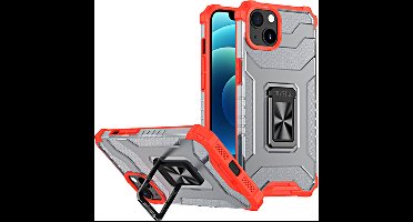 Crystal Ring Case Kickstand Tough Rugged Cover geschikt voor iPhone 13 mini rood