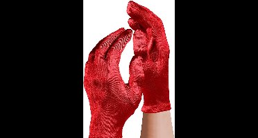 Apollo - Satijnen handschoen - Gala handschoenen - 20 cm - Rood - One size - Lange handschoenen verkleed - accessoires - Carnaval