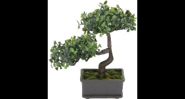 H&S Collection Kunstplant Bonsai boompje in pot - Japans decoratie - 27 x 16 x 24 cm - Groene blaadjes