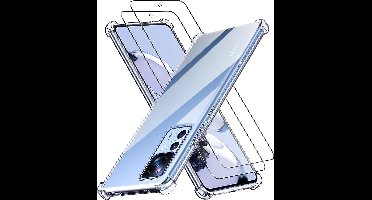 Hoesje geschikt voor Xiaomi Redmi Note 12 Pro hoesje transparant - Note 12 Pro Plus hoesje Anti Shock silicone hoesje - Note 12 Pro Screenprotector Glazen 2 pack