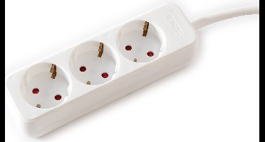 VALUE 3-voudige stekkerdoos zonder schakelaar, wit, 1,5 m