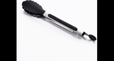 Vleestangen 2 stuks - Salade tang – bbq tang – 2 siliconen tangen - serveertang - keukentang - barbecue tang - zwart