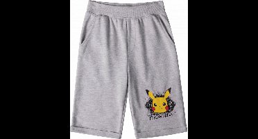 Pokemon jongens short / bermuda / korte broek met Pikachu opdruk, grijs, maat 152