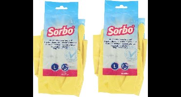 Sorbo Huishoudhandschoenen - 2x - maat L - geel - extra lang - schoonmaakhandschoenen