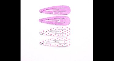 Klik-klak haarspeldjes roze-wit met stippen