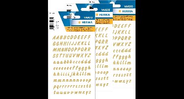 Alfabet plak letters A-Z Stickers - vellen met 660x stuks - goud/transparant - 8 mm