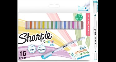 Sharpie S-Note Duo-markeerstiften | Dubbelzijdige creatieve pastel markers | Kogel- en wigvormige punt voor markeren, tekenen, notities maken en meer | 16 stuks
