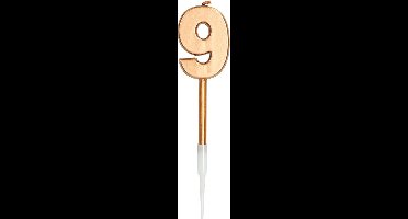 Folat - Verjaardagskaars 9 Brons Metallic