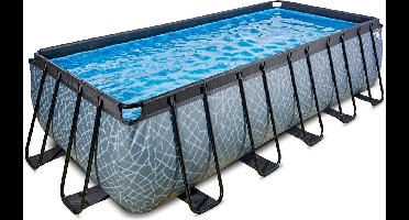 EXIT Stone Frame Zwembad 540x250x122cm - Opzetzwembad - met Filterpomp - Rechthoekig - Grijs