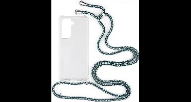 Shop4 - Samsung Galaxy S21 Hoesje - Zachte Back Case met Koord Multi Groen