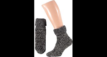 Apollo Heren Huissokken Wol met Antislip Zwart 43-46