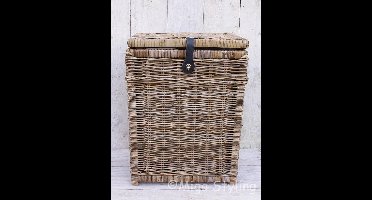 Wasmand - Rechthoek - Met deksel - 50x35xH65 - Riet - Rotan