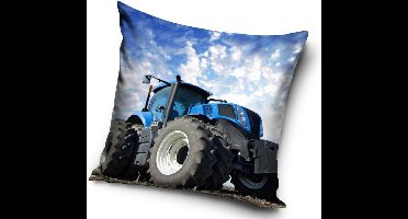 Carbotex Tractor (blauw) - Sierkussen Kussen  40 x 40 cm inclusief vulling