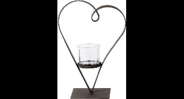 Lantaarn - Decoratief hart van zwart metaal - Kaarshouder - 40 cm Hoog