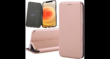 Hoesje geschikt voor iPhone 12 Pro Max - Book Case Kunstleer ThinShield Roségoud