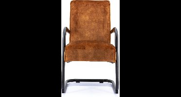 DECA Luxe Vergaderstoel Dunton kleur Cognac stof 100% polyester velours gebreid met onderstel zwart metaal en voorzien van armleggers