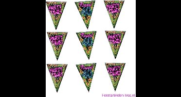 3x stuks vlaggenlijnen met NEON 40 jaar jaar thema feestartikelen - Verjaardag versieringen - 10 meter - Plastic