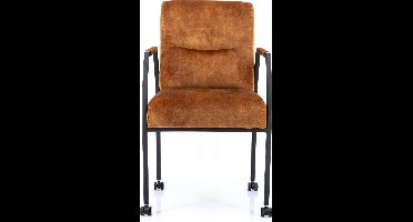 Vergaderstoel Albany Cognac Velours Zwart 4-poots frame