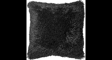 Dutch Decor FLUFFY - sierkussen 60x60 cm - superzacht - XL kussen - Raven - zwart - Inclusief binnenkussen - Luxe kussens voor woonkamer & bank