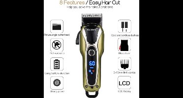 Tondeuse - Kemei - Draadloze tondeuse -Professioneel scheren - Haren millimeteren - Contouren - Haren scheren - Kapper tondeuse - kapper kwaliteit