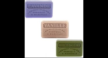 Soap bar set - zeep savon de marseille Lavendel, Vanille, Huile d'olive 3x60 gr.