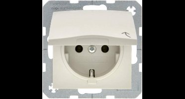 Berker S1 creme inbouw wandcontactdoos met deksel en randaarde
