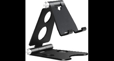 Tablet Houder Opvouwbaar/Inklapbaar - Telefoon, Samsung Galaxy Tab & iPad Standaard voor Bureau of Tafel - Zwart