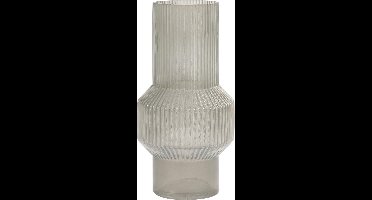 EXCLUSIEVE VAAS WARM GRIJS / GLAS - Light & Living vaas - Grote vaas - Hoge vaas - Vaas glas - Vaas warm grijs - Glazen vaas warm grijs - Warm grijze glazen vaas - Warm grijze bloemenvaas - Vaas Leila Ø 19x35 - Glas