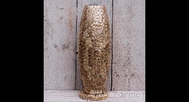 Tafellamp - Schelp - Cone copper - Gevlokt - E27 - Nachtkast lampje - Woonkamer - H46 cm - Incl lichtbron - 4 Watt Led