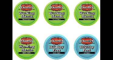O'Keeffe's 4x Working Hands & 2x Healthy Feet: Hand & Foot Cream Jar Set - 6 pak
