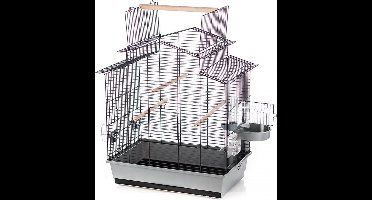 Vogelkooi - Duvo+ - Kooi Iza 3 - Kleur: Grijs/zwart - Afmetingen: 58x38x65cm