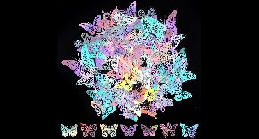 100 stuks holografische vlinderstickers, PET-glitterstickers, transparante waterdichte stickers, stickers voor meisjes, voor scrapbooking, laptops, verzamelalbums, mokken