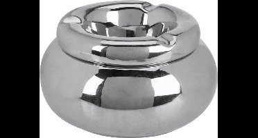 Home & Styling Storm Asbak Marbella - Kunststeen - D11 x H6 cm - metallic zilver - voor binnen/balkon