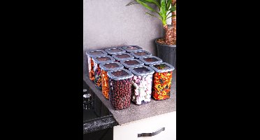 Asir - Set van 12 opbergdozen - Grijs – 6,5 x 6,5 x 13 cm