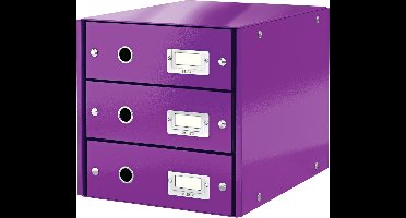 Leitz Wow Click & Store Ladekast Met 3 Laden - 81% Gerecycled Karton - Voor A4 Formaten - Ruimtebesparende Opberger - Paars