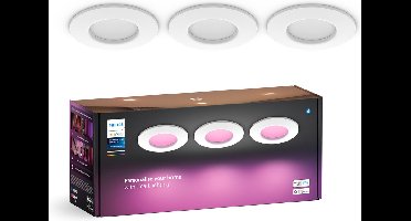 Philips Hue inbouwspot dun - wit en gekleurd licht - 3 lampen - Ø90mm - wit