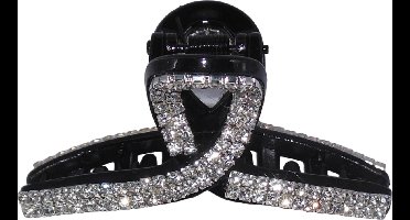 Haarklem met strass krul zwart klein