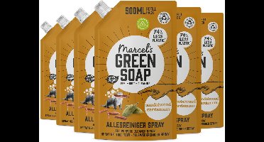 Marcel's Green Soap Allesreiniger Spray Navulling - Sandelhout & Kardemom - 6 x 500 ml