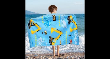 Truck strandlaken voor kinderen, 76 x 150 cm, microvezel Dino handdoeken voor jongens, bad, zwembad, camping, reizen, zandvrij, sneldrogend, ultra-absorberend, superzachte stranddeken, badhanddoek