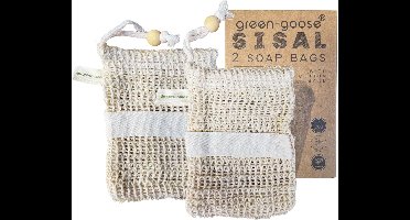 green-goose® Bio Zeepzakjes met Band | 2 Stuks | Sisal Zeepzakjes | Scrubben en Bewaren