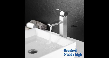 LiMa® - Wastafelkraan -Kleur Geborsteld Nikkel - Hoogte 31 cm - Materiaal RVS - Slang Niet Inbegrepen