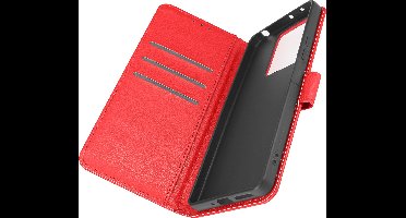 Avizar Foliohoes Geschikt voor Xiaomi Redmi Note 13 5G Steunfunctie, Rood