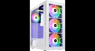 Kolink Observatory HF Glass Midi-tower PC-behuizing Wit 2 voorgeïnstalleerde LED-ventilators, 4 voorgeïnstalleerde LED-